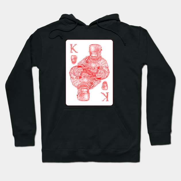 King of welder playing card red scribble art Hoodie by KondeHipe